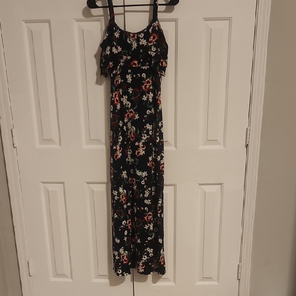 Nina Leonard Black and Red Floral Dress